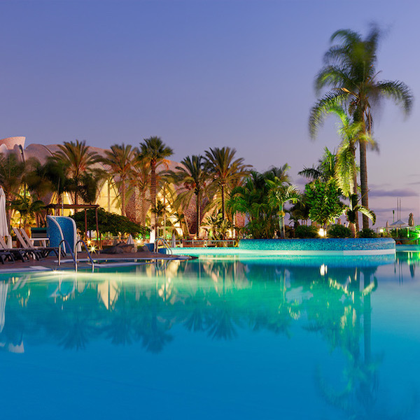 Pool with palm tree at H10 Playa Meloneras
